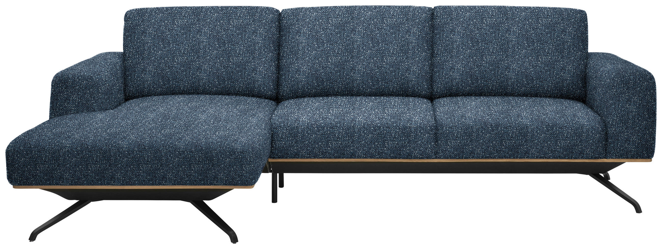 ECKSOFA in Struktur Blau  - Blau/Schwarz, Design, Textil/Metall (157/262cm) - Novel