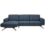 ECKSOFA in Struktur Blau  - Blau/Schwarz, Design, Textil/Metall (157/262cm) - Novel