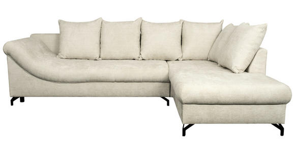 ECKSOFA Perlmutt Struktur  inkl. Rückenkissen, Bettkasten, Schlaffunktion, Rücken echt, Liegefläche im Originalstoff  - Perlmutt/Schwarz, KONVENTIONELL, Textil/Metall (274/194cm) - Carryhome