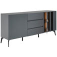 SIDEBOARD  in 166/76,3/41,5 cm  - Schwarz/Grau, Design, Glas/Holzwerkstoff (166/76,3/41,5cm) - Novel