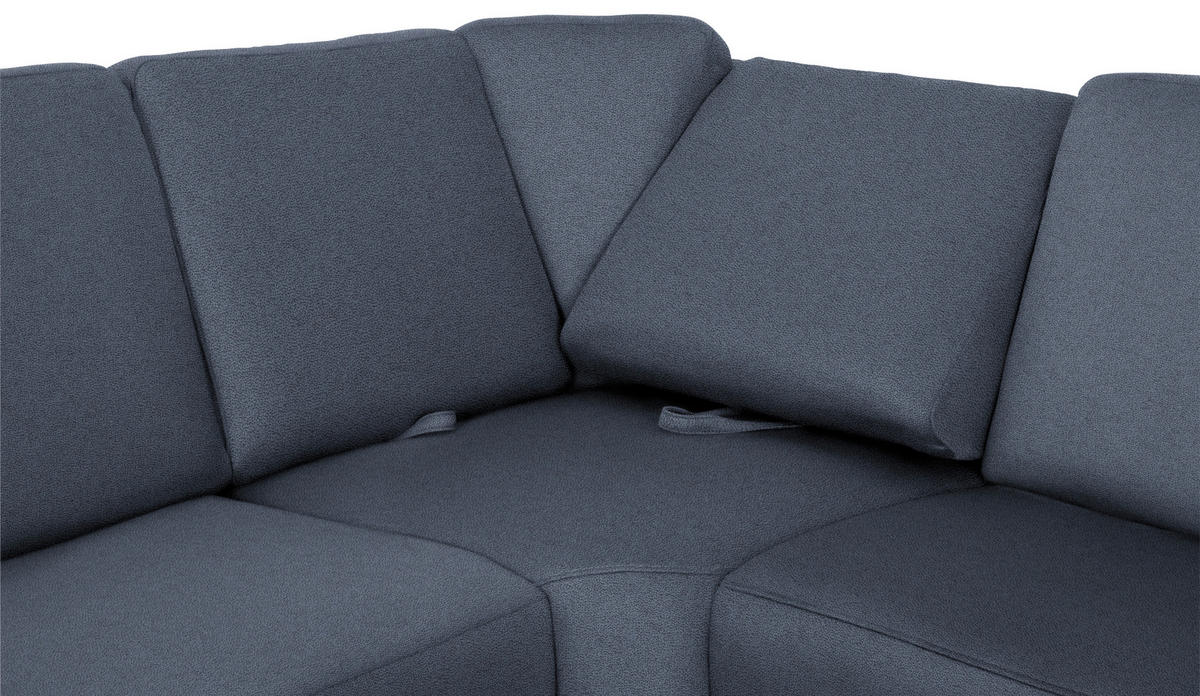 WOHNLANDSCHAFT Blau Flachgewebe  - Chromfarben/Blau, KONVENTIONELL, Textil/Metall (240/330/163cm) - Beldomo System