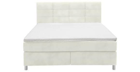 BOXSPRINGBETT 200/200 cm  in Weiß  - Chromfarben/Weiß, KONVENTIONELL, Kunststoff/Textil (200/200cm) - Voleo