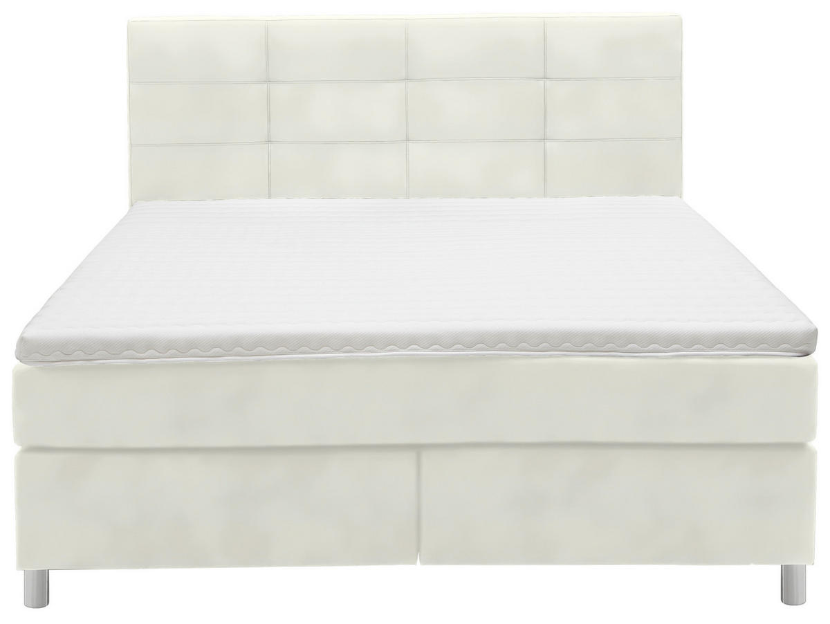 BOXSPRINGBETT 180/200 cm  in Weiss  - Chromfarben/Weiss, Konventionell, Kunststoff/Textil (180/200cm) - Voleo