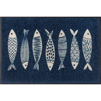 FUßMATTE  50/75 cm  Blau  - Blau, Design, Kunststoff/Textil (50/75cm) - wash+dry