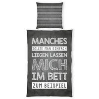 JUGENDBETTWÄSCHE SPRÜCHE Renforcé 135/200 cm  - Schwarz/Weiß, Basics, Textil (135/200cm) - Herding