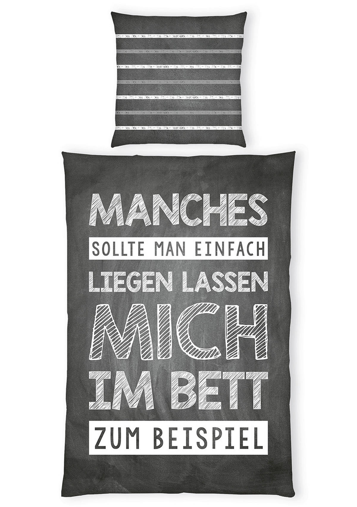 JUGENDBETTWÄSCHE SPRÜCHE Renforcé 135/200 cm  - Schwarz/Weiß, Basics, Textil (135/200cm) - Herding