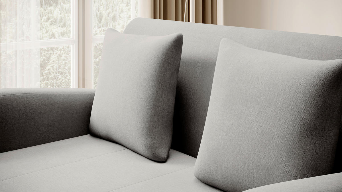 SCHLAFSOFA in Samt Hellgrau  - Hellgrau/Schwarz, Design, Kunststoff/Textil (244/97/97cm) - MID.YOU