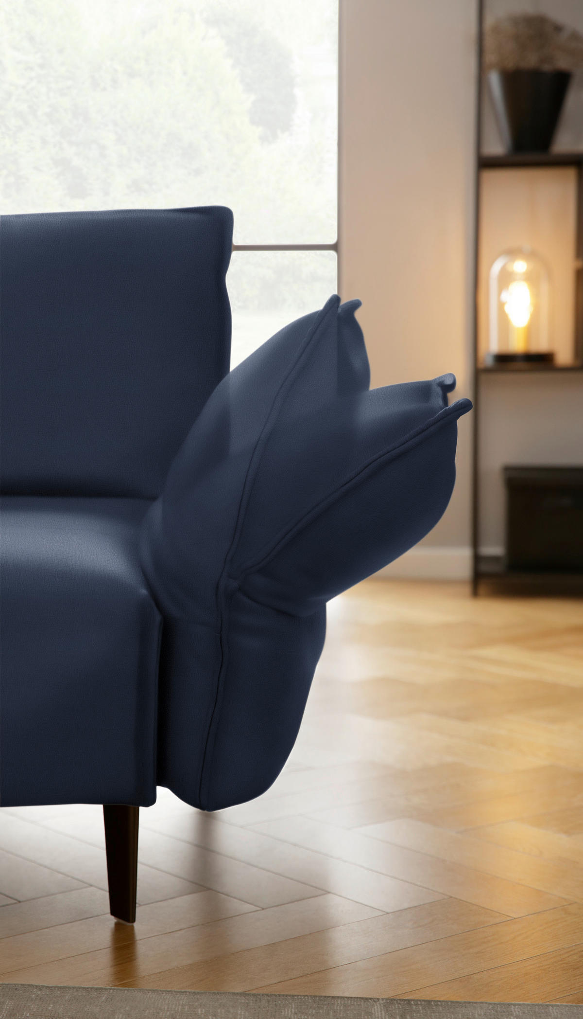 ECKSOFA in Echtleder Blau  - Blau/Schwarz, Design, Leder/Metall (272/340cm) - W.Schillig