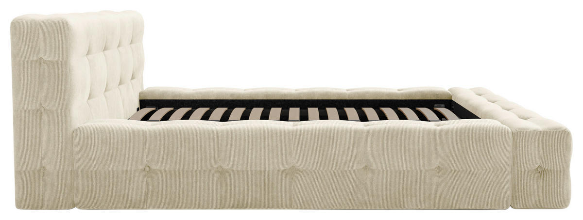 POLSTERBETT Lattenrost, Bettkasten 180/200 cm  in Beige  - Beige/Schwarz, Design, Holz/Textil (180/200cm) - Boxxx