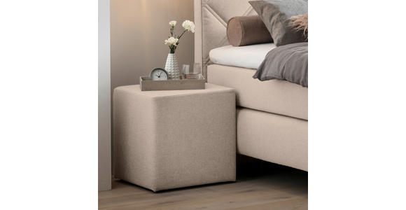 BEISTELLTISCH 45/45/50 cm Beige quadratisch - Beige, Basics, Glas/Textil (45/45/50cm) - Novel