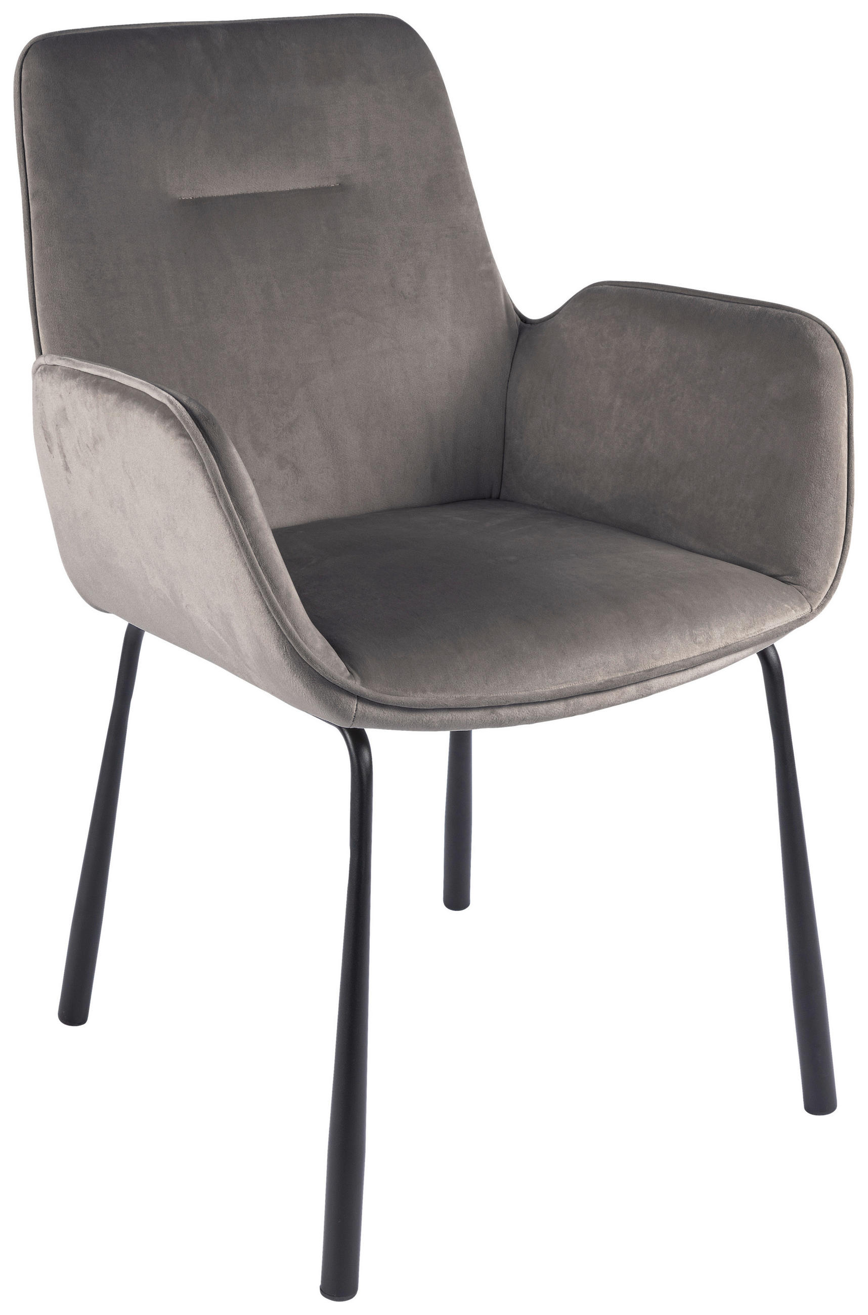 STOLIČKA S PODRÚČKAMI, zamat, sivá - čierna/sivá, Modern, kov/textil (57/87/58,5cm) - MID.YOU