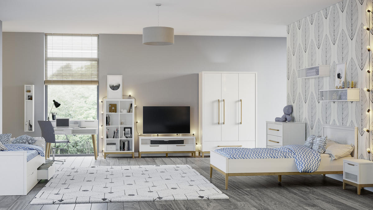 BETT 120/200 cm  in Weiß, Eichefarben  - Eichefarben/Weiß, LIFESTYLE, Holz/Holzwerkstoff (120/200cm) - Stylife