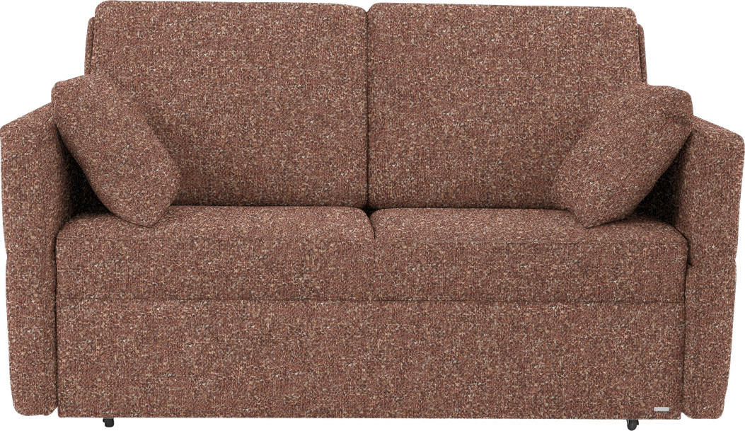 SCHLAFSOFA  in Mikrovelours Terracotta  - Terracotta/Schwarz, KONVENTIONELL, Kunststoff/Textil (176/88/91cm) - Sedda