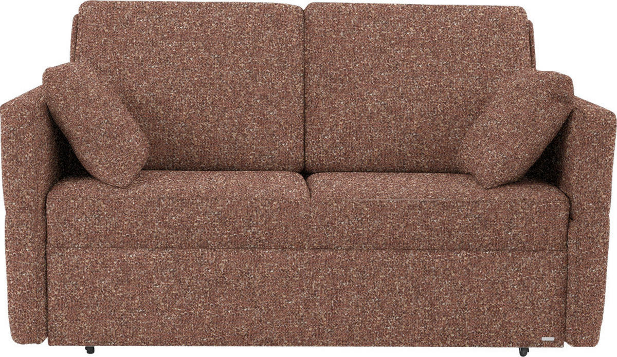 SCHLAFSOFA  in Mikrovelours Terracotta  - Terracotta/Schwarz, KONVENTIONELL, Kunststoff/Textil (176/88/91cm) - Sedda