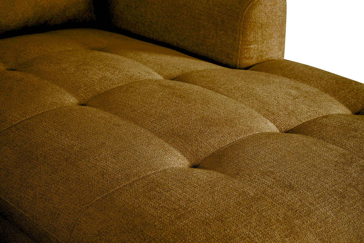 WOHNLANDSCHAFT Senfgelb Chenille  - Senfgelb/Schwarz, KONVENTIONELL, Textil/Metall (188/340/160cm) - Xora