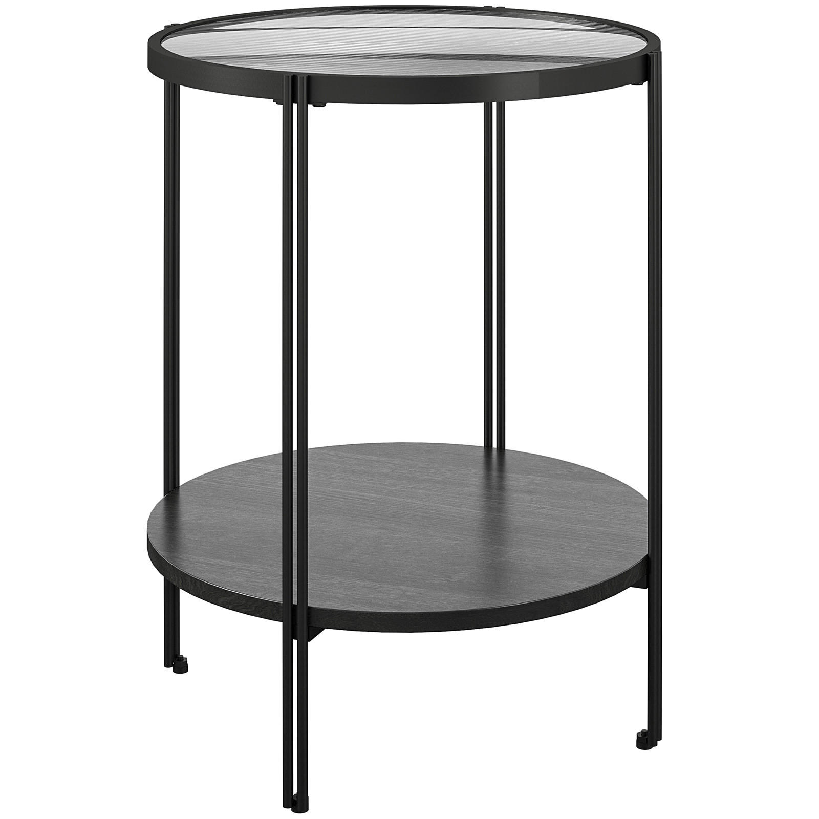 BEISTELLTISCH Schwarz rund  - Schwarz, Design, Glas/Holzwerkstoff (42/55cm) - MID.YOU