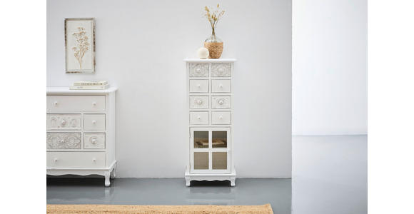 KOMMODE  in 50/120/35 cm  - Weiß, ROMANTIK / LANDHAUS, Glas/Holz (50/120/35cm) - Landscape