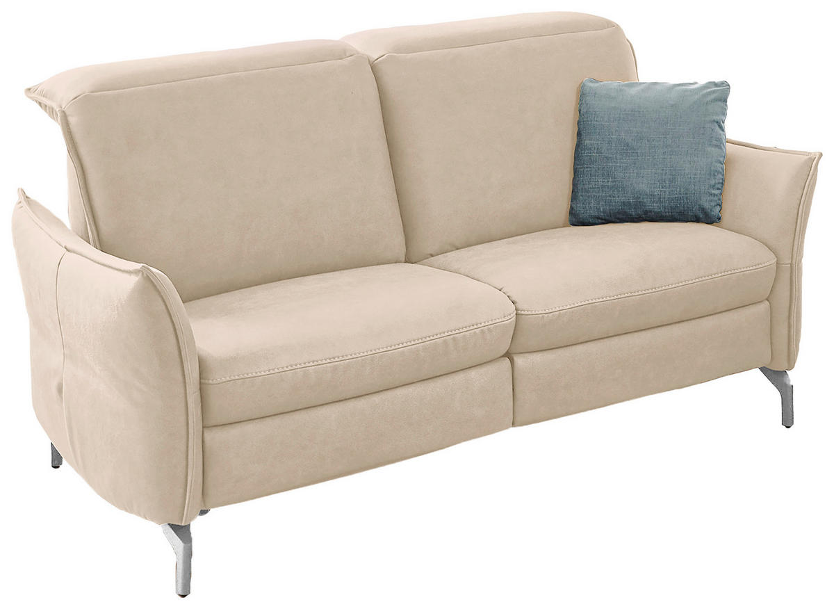 2-SITZER-SOFA in Lederlook (vegan) Sandfarben  - Sandfarben/Schwarz, Modern, Textil/Metall (154/89/109cm) - Livetastic