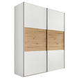 SCHWEBETÜRENSCHRANK in Weiß, Eiche Artisan - Alufarben/Weiß, Holzwerkstoff/Metall (188/222/68cm) - Moderano