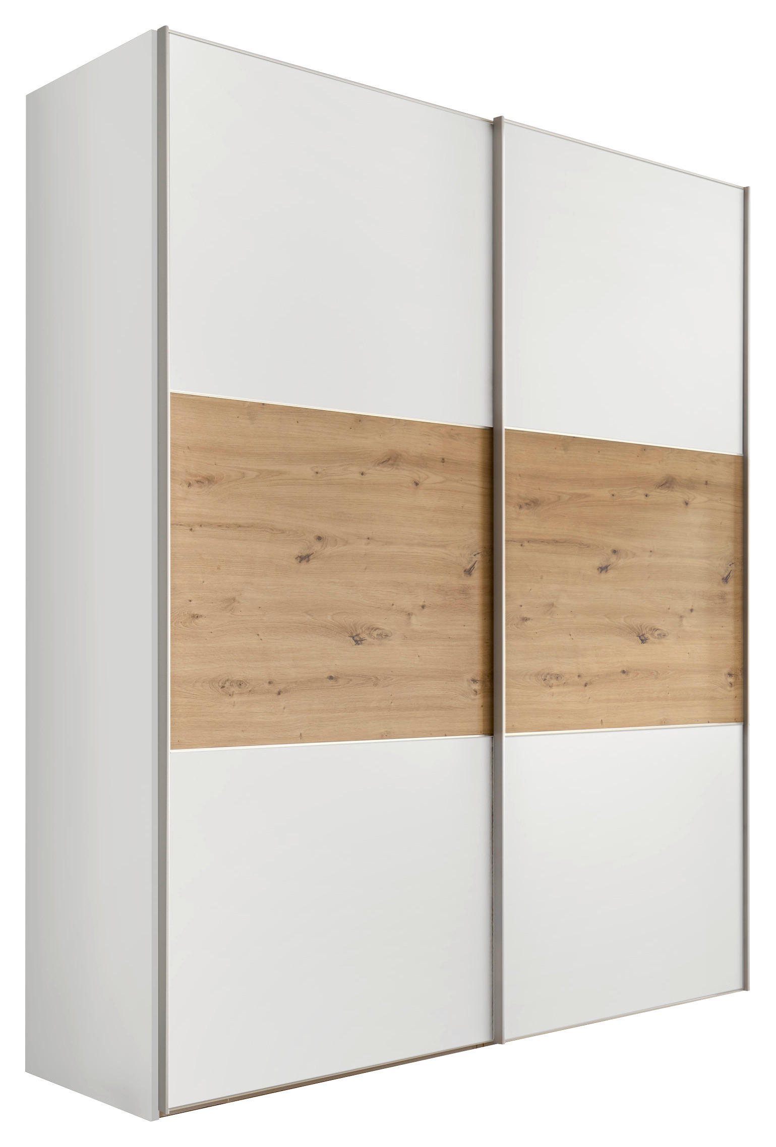 Moderano Schwebetürenschrank Eiche Artisan, Weiß 200x222x68 cm