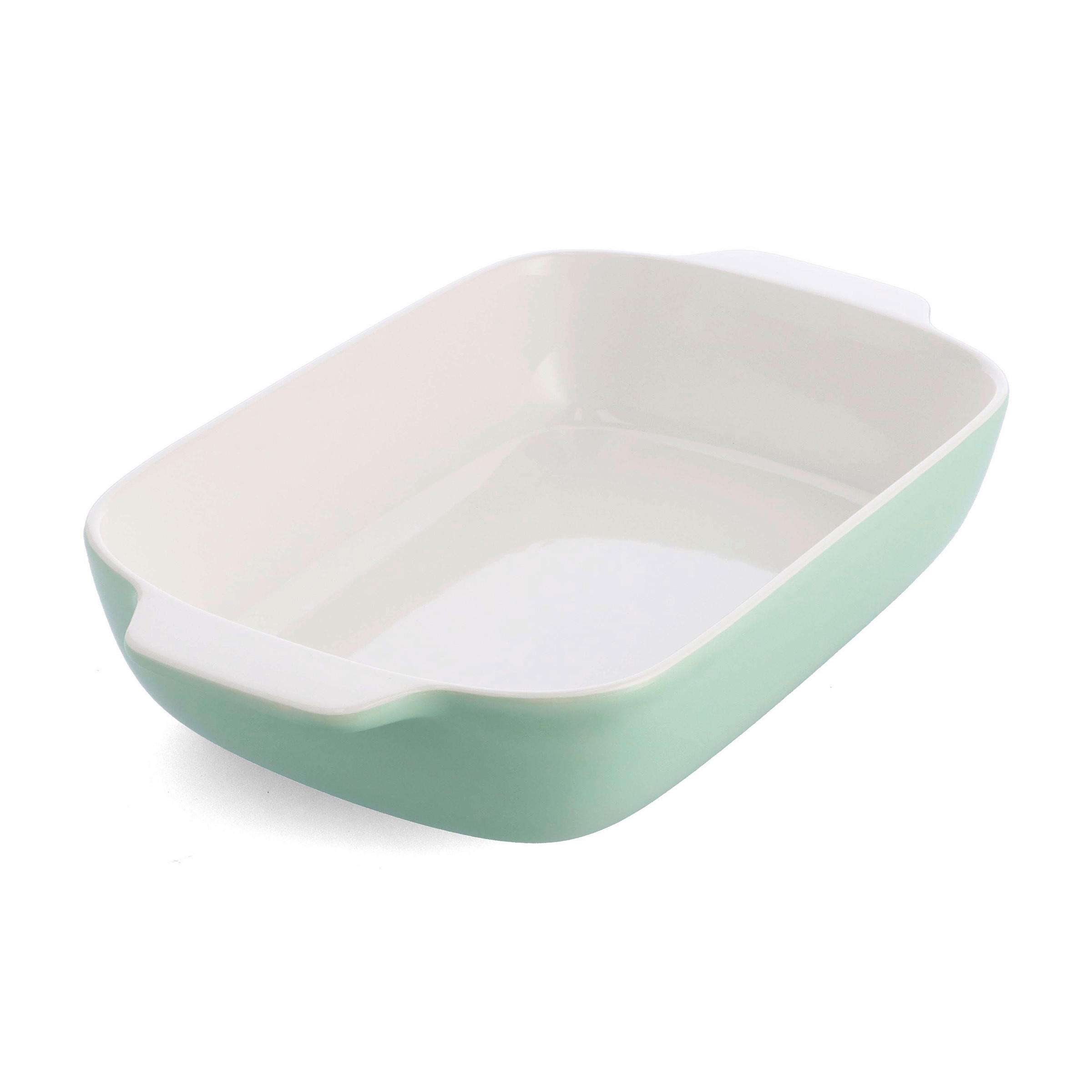 Thumbnail - Kitchenaid Auflaufform Stonware, Weiß, Hellgrün, Keramik, Naturmaterialien, 3.8 L, rechteckig, 24 cm, backofengeeignet, ...