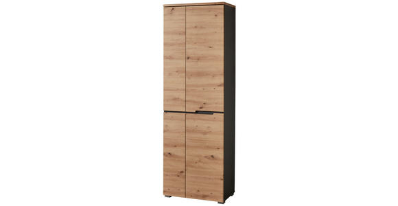 GARDEROBENSCHRANK in 65/198/38 cm - Graphitfarben/Eiche Artisan, Design, Holzwerkstoff (65/198/38cm) - Voleo