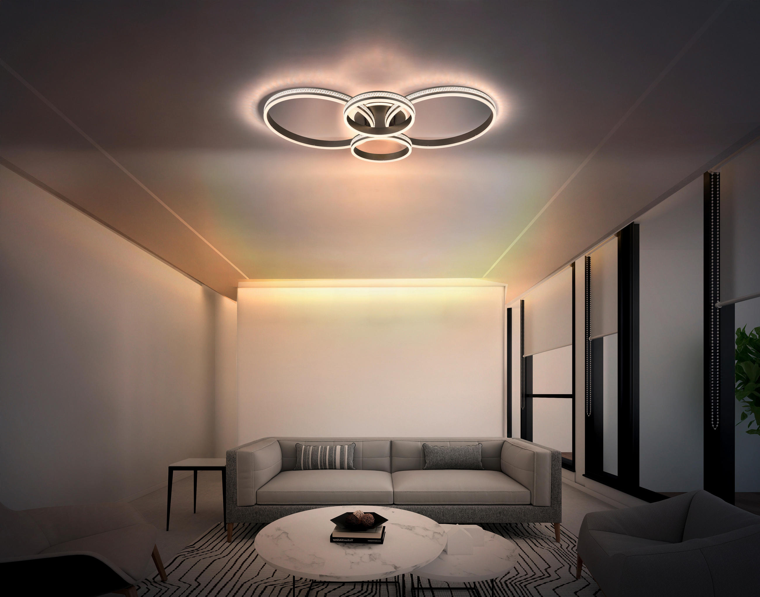 LED-DECKENLEUCHTE 51,5/11,4 cm   - Klar/Titanfarben, Design, Kunststoff/Metall (51,5/11,4cm) - Globo