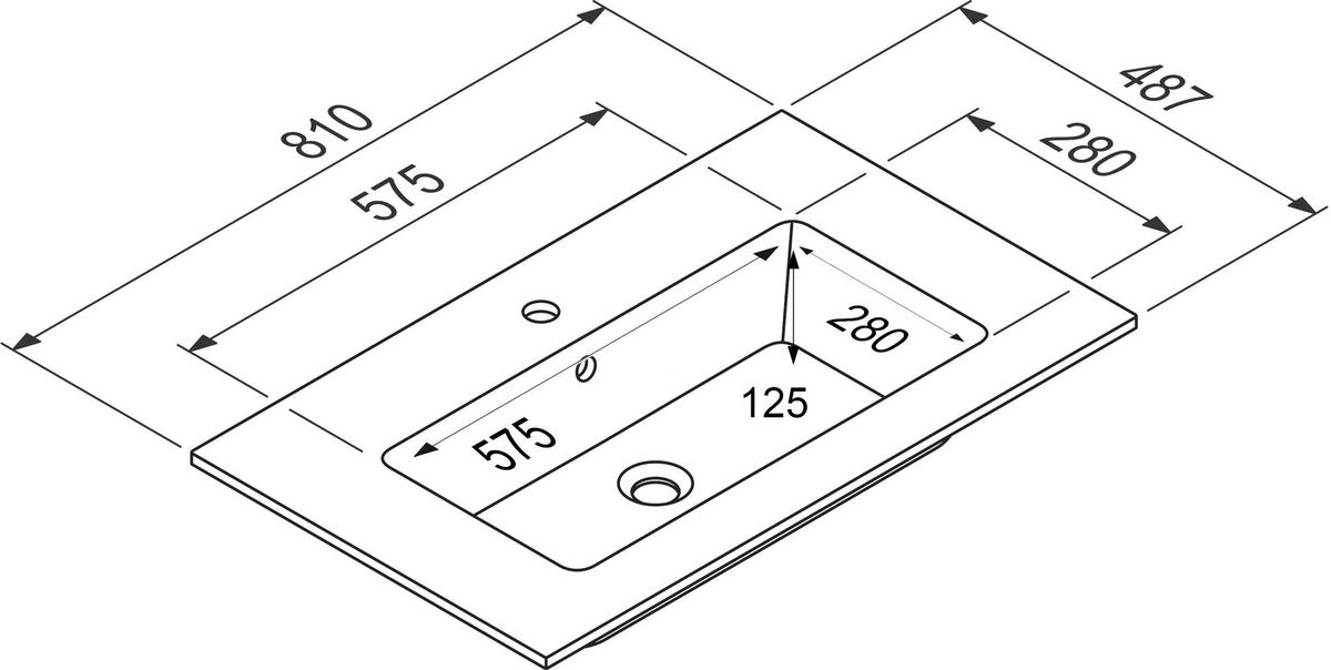 BADEZIMMER 5-teilig  in 141 cm  - Schieferfarben/Edelstahlfarben, MODERN, Holzwerkstoff/Stein (141cm) - Nobilia