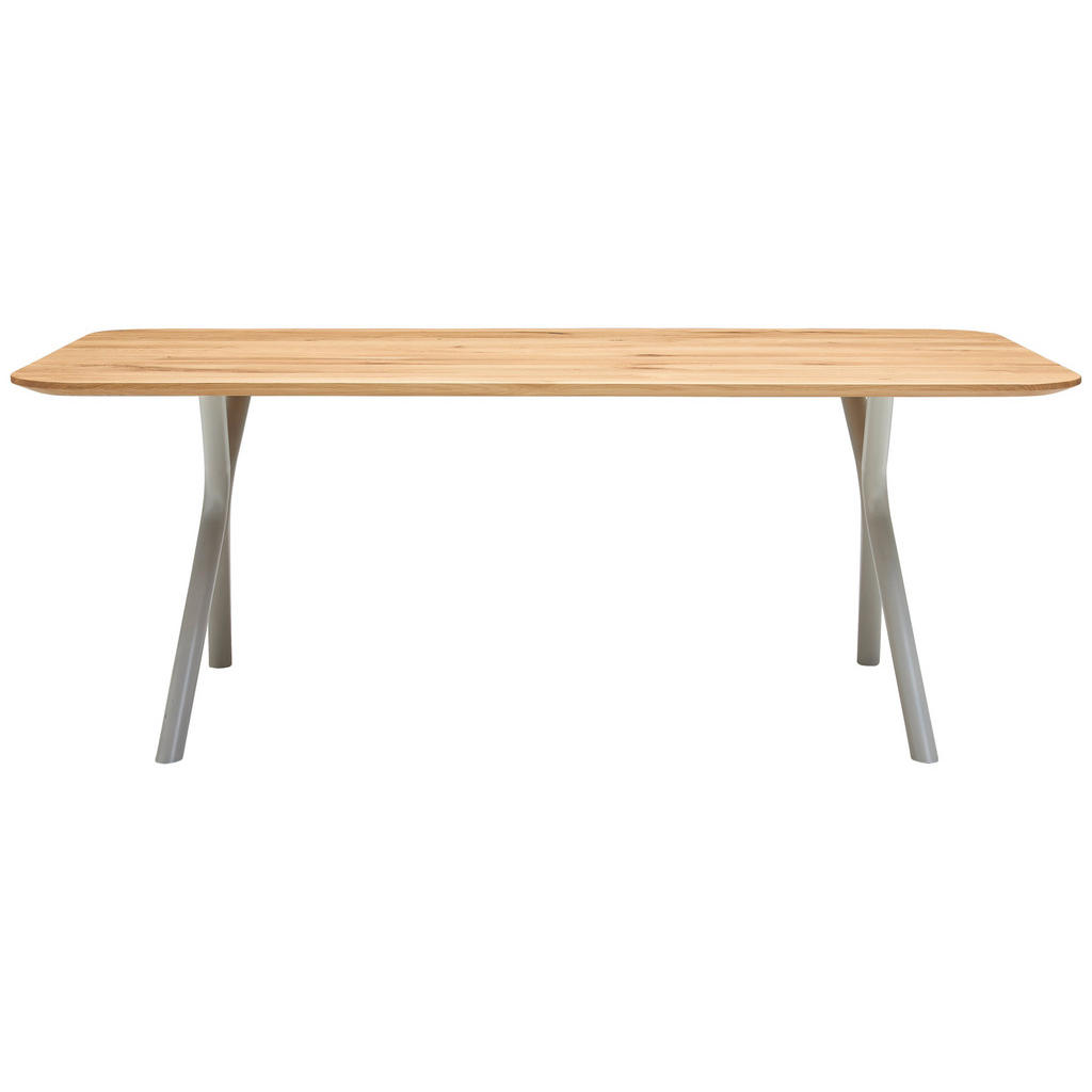 Thumbnail - Valdera Esstisch, Eiche, Holz, Eiche, massiv, rechteckig, Rundrohr, X-Form, 100x76x200 cm, in verschiedenen Größen erhäl...