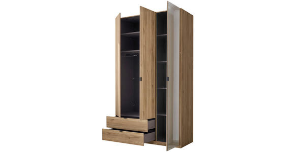 DREHTÜRENSCHRANK  in Eichefarben  - Eichefarben/Schwarz, MODERN, Glas/Holzwerkstoff (135,4/225,5/57cm) - Xora