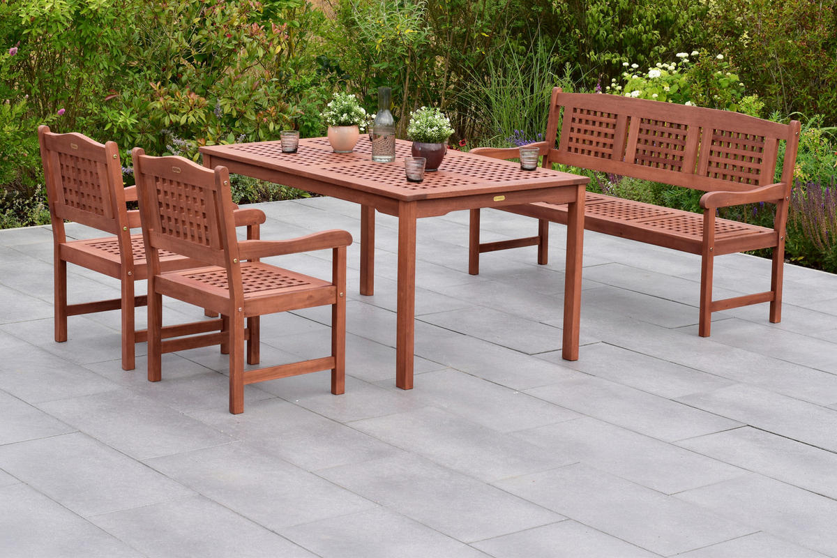 GARTENTISCHGRUPPE  - Eukalyptusholzfarben, KONVENTIONELL, Holz - Gardenson