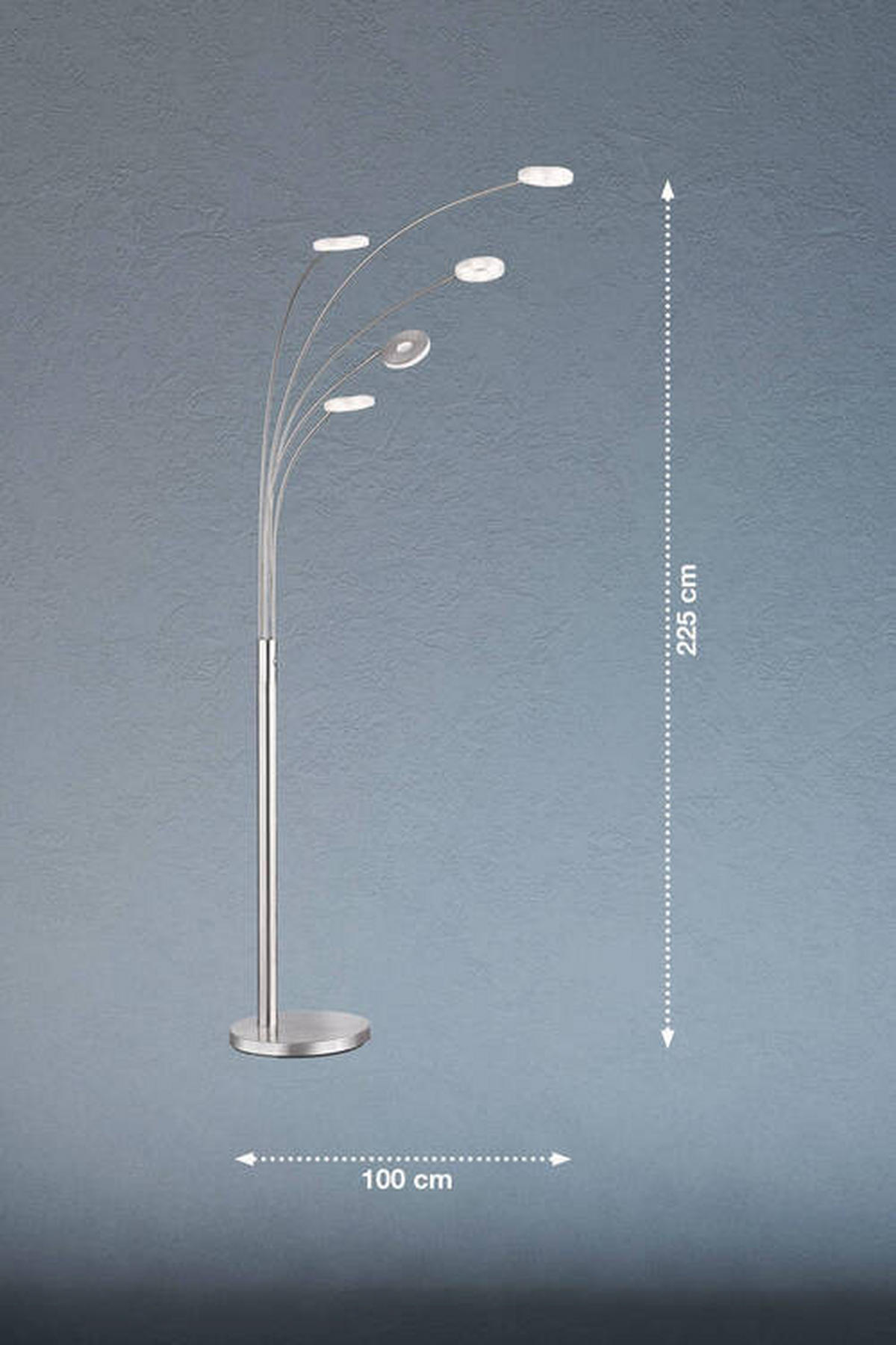 LED-STEHLEUCHTE - Chromfarben/Nickelfarben, Basics, Glas/Metall (79/225cm)