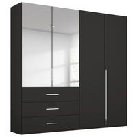 DREHTÜRENSCHRANK 201/223/60 cm,  in Schwarz, 4-türig  - Chromfarben/Schwarz, Design, Glas/Holzwerkstoff (201/223/60cm) - home24