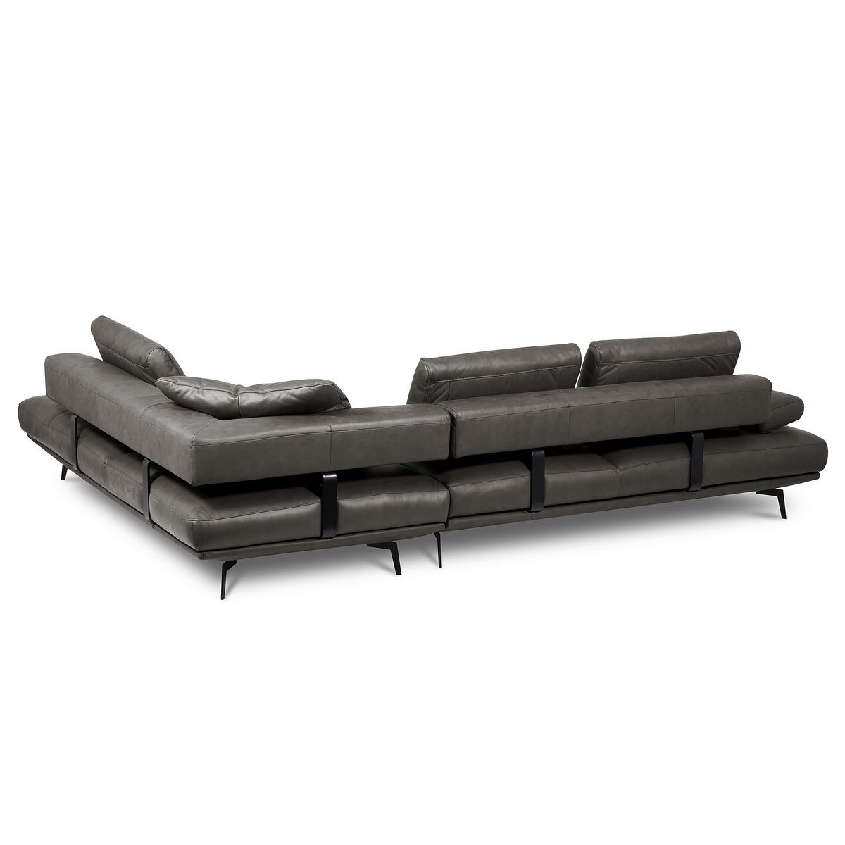 ECKSOFA  in Echtleder Anthrazit  306/237 cm  - Anthrazit/Schwarz, Design, Leder/Metall (306/237cm) - Livetastic
