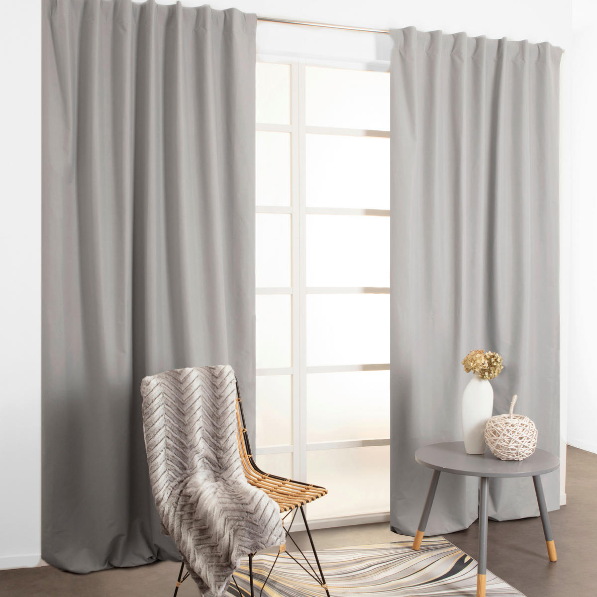 FERTIGVORHANG  black-out (lichtundurchlässig)   135/280 cm  - Hellgrau, Basics, Textil (135/280cm)