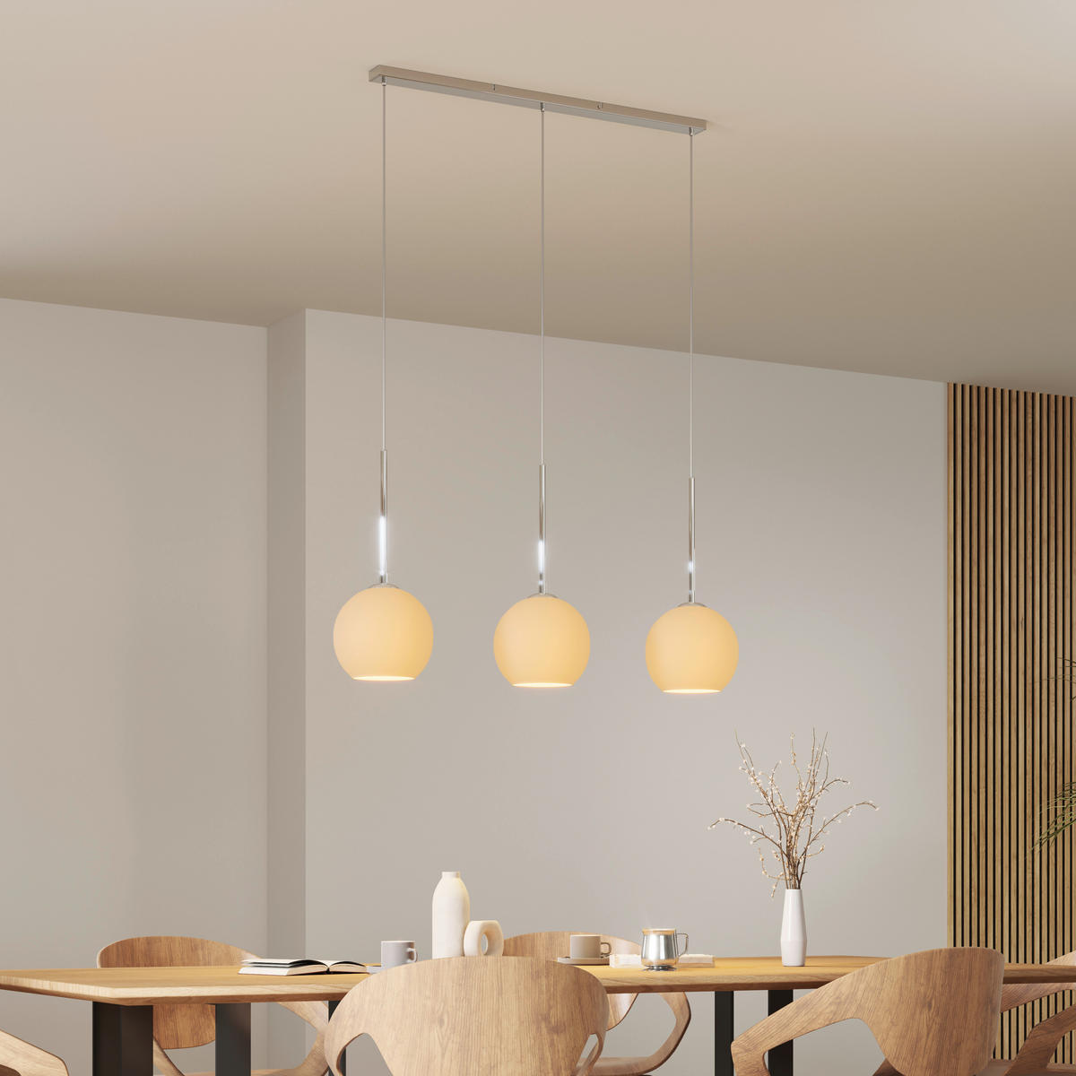 HÄNGELEUCHTE Leonie 110/20/150 cm   - Opal, Basics, Glas/Metall (110/20/150cm) - Novel