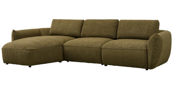 ECKSOFA in Chenille Dunkelgrün 190/340 cm - Dunkelgrün/Schwarz, Design, Kunststoff/Textil (190/340cm) - Emilio Belluti