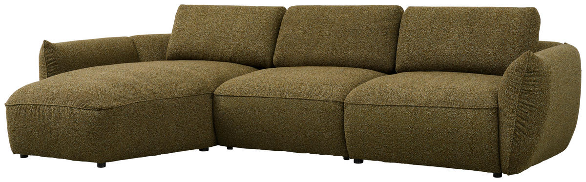 ECKSOFA Dunkelgrün Chenille  - Dunkelgrün/Schwarz, Design, Kunststoff/Textil (190/340cm) - Belluti