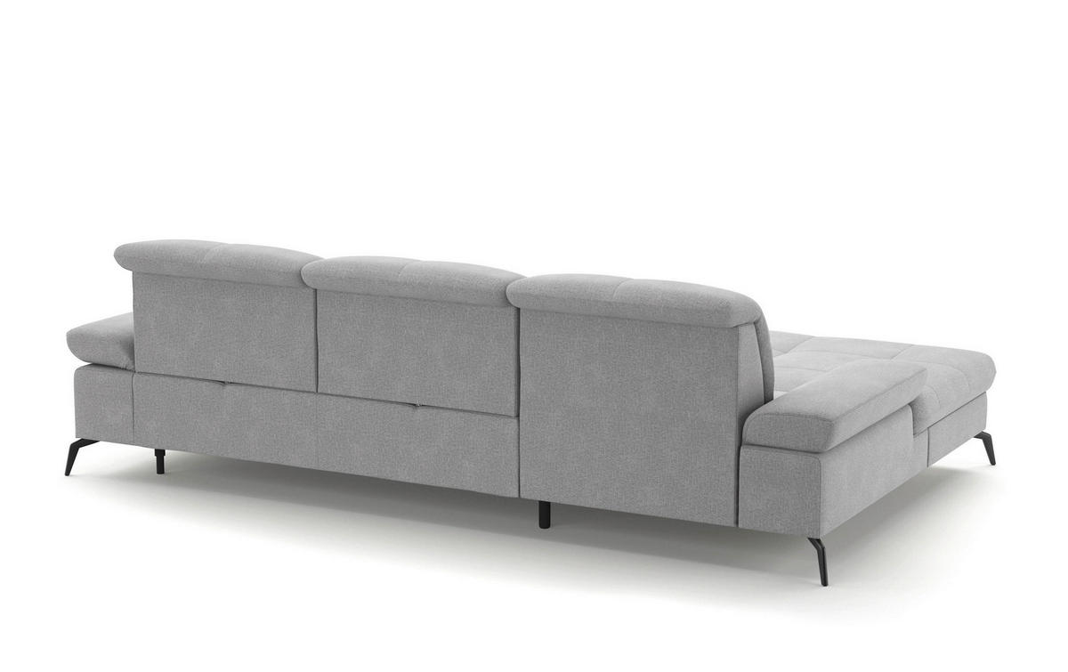 ECKSOFA in Flachgewebe Hellgrau  - Hellgrau/Schwarz, Konventionell, Textil/Metall (185/279cm) - Sit & More