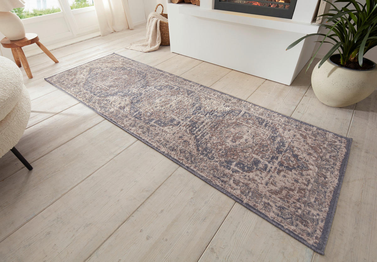 LÄUFER 80/200 cm Terrain  - Blau/Creme, Design, Kunststoff/Textil (80/200cm) - Hanse Home