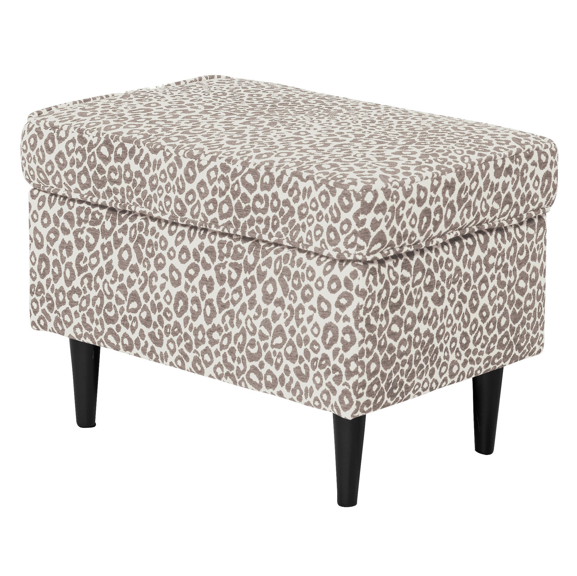 HOCKER LEO Jacquard, Webstoff Beige  - Beige/Schwarz, MODERN, Holz/Textil (63/43/42cm) - MID.YOU