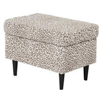HOCKER LEO Jacquard, Webstoff Beige  - Beige/Schwarz, MODERN, Holz/Textil (63/43/42cm) - MID.YOU