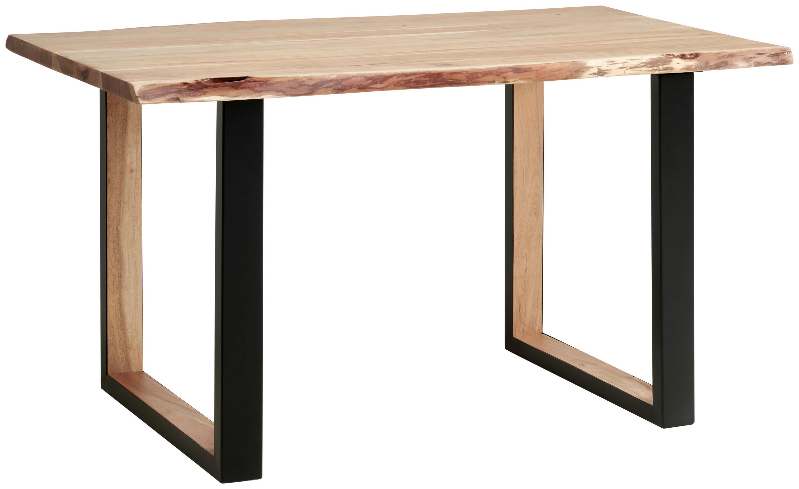 ESSTISCH in Holz, Metall   - Schwarz/Akaziefarben, Natur, Holz/Metall (160/76/90cm) - Livetastic