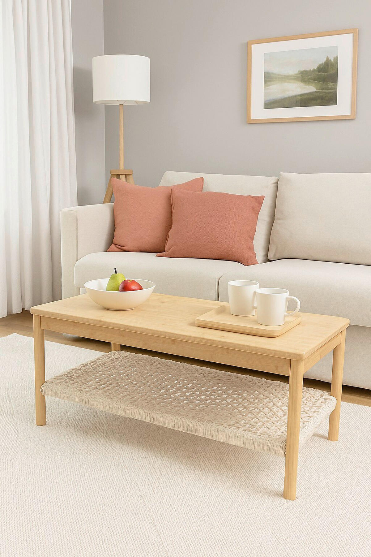 COUCHTISCH Bambus massiv 100/50/42 cm rechteckig Naturfarben  - Naturfarben, Design, Holz/Papier (100/50/42cm) - MID.YOU