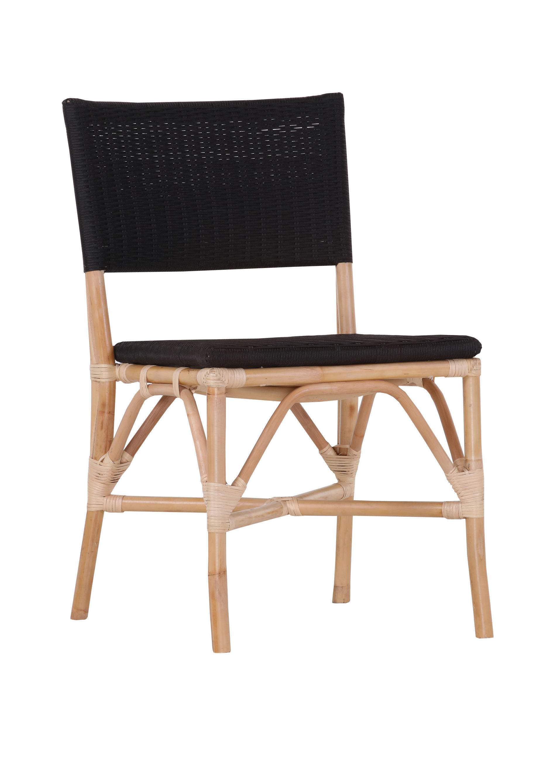 Stuhl in Holz, Kunststoff Naturfarben, Schwarz