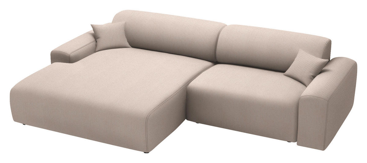 ECKSOFA in Velours, Feincord Beige  178/292 cm  - Beige/Schwarz, Design, Kunststoff/Textil (178/292cm) - home24