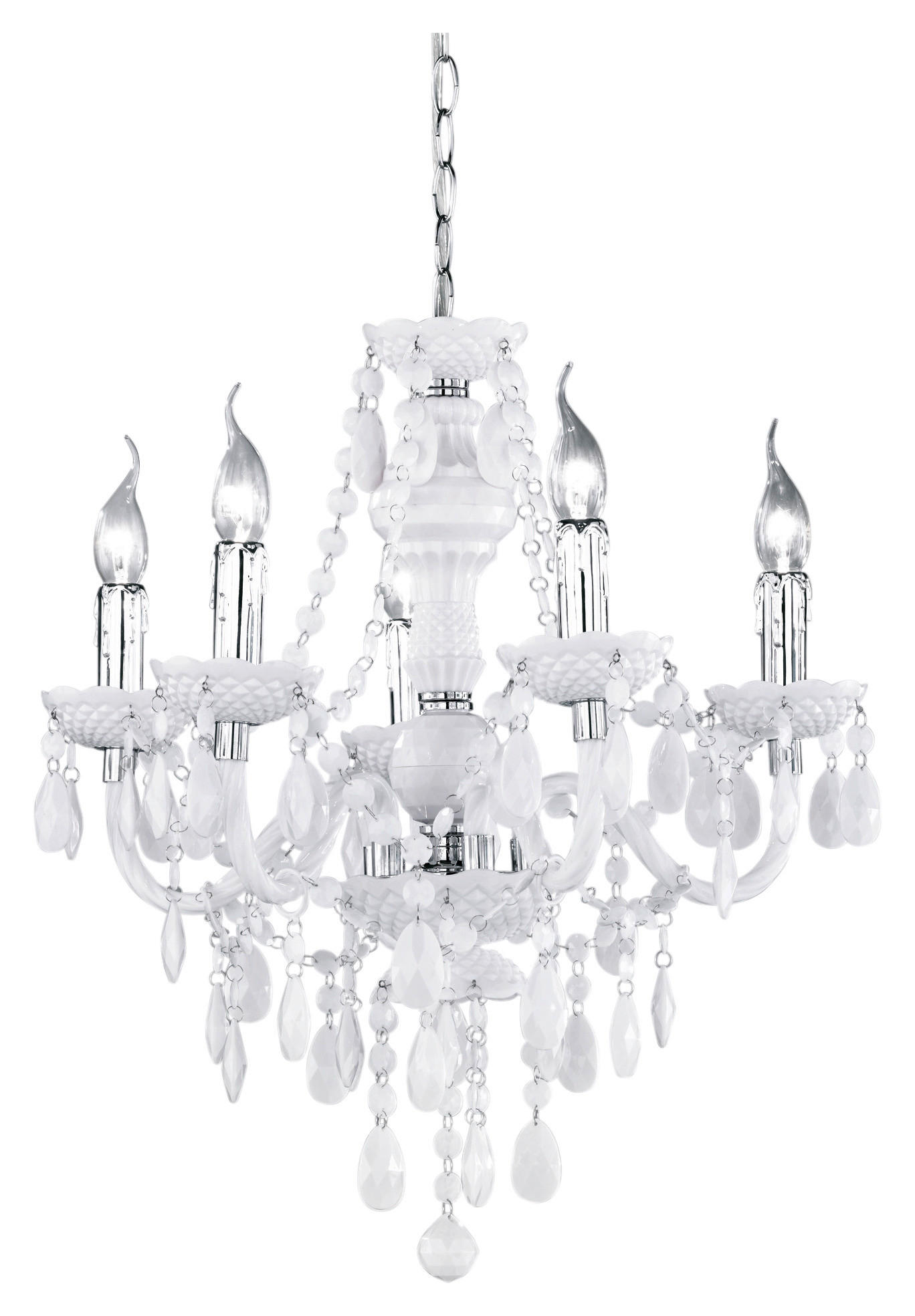 LUSTER 52/150 cm KRONE - bijela/boje kroma, Design, metal/plastika (52/150cm)
