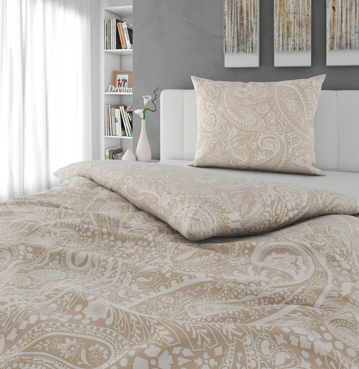 WENDEBETTWÄSCHE Mavie Satin 140/200 cm  - Beige, KONVENTIONELL, Textil (140/200cm) - Novel
