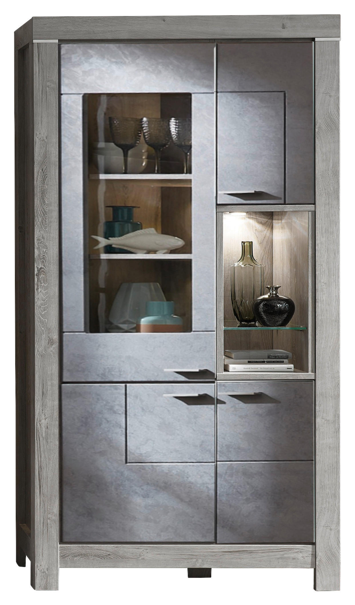 VITRINE Eichefarben, Dunkelgrau - Eichefarben/Dunkelgrau, LIFESTYLE, Glas/Holzwerkstoff (100/200/42cm) - Landscape