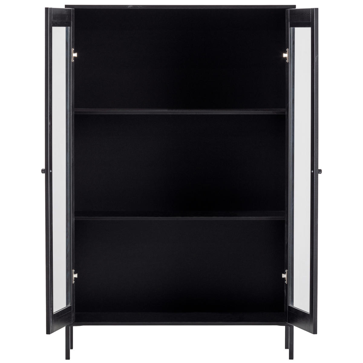 VITRINE  in massiv Kiefer Schwarz  - Schwarz, Design, Glas/Holz (100/155/40cm) - Livetastic
